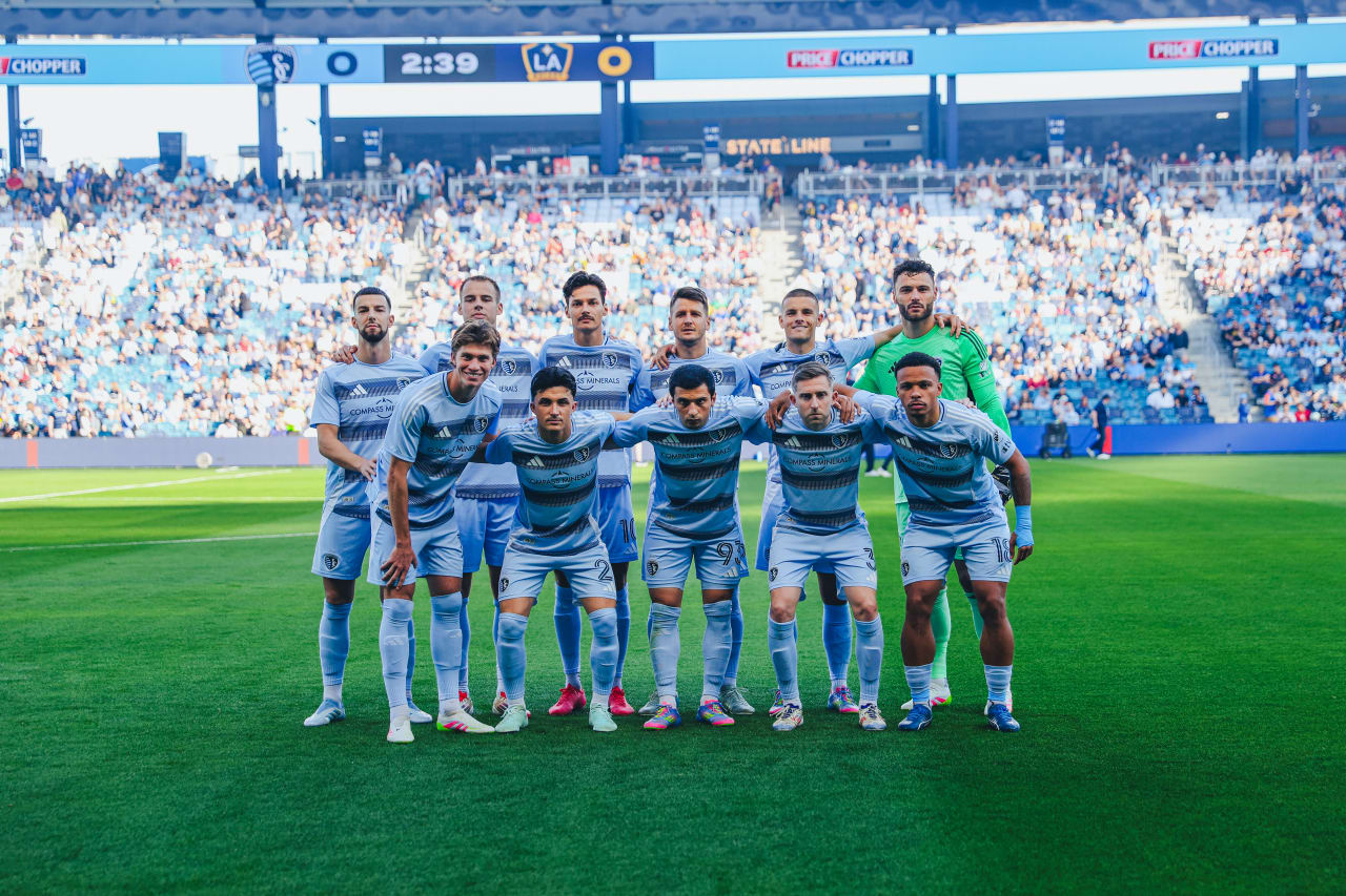 Sporting KC lines up to take their starting XI photo.